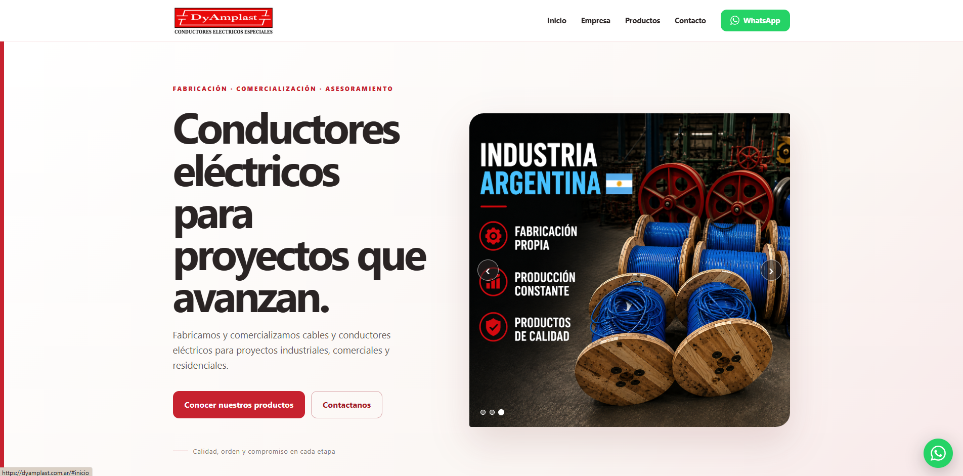 Página principal del sitio institucional DYAMPLAST
